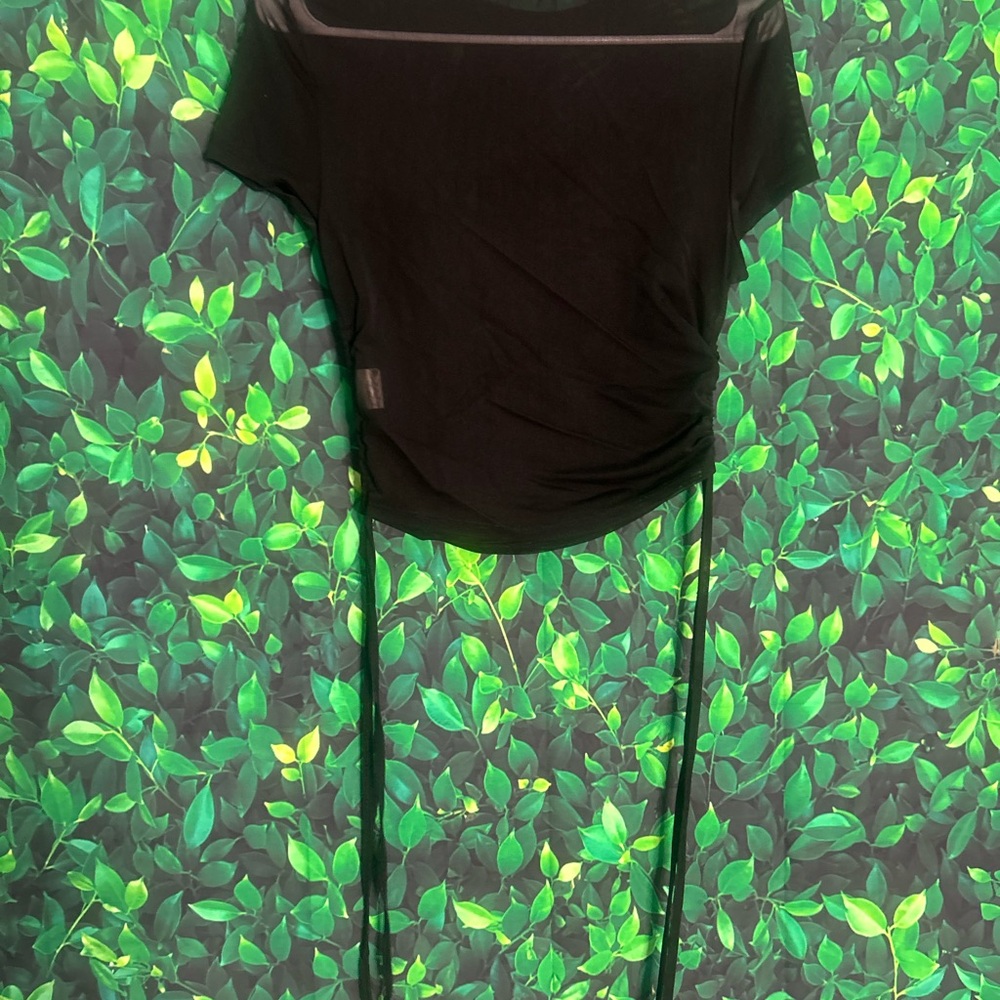 Chic Black Sheer Crop Top with Side Ties